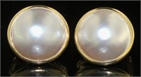 14kt Gold 17 mm Mabe Pearl French Lock Earrings