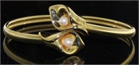 10kt Gold Natural Pearl Cuff Bracelet