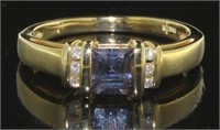 14kt Gold Step Cut Alexandrite & Diamond Ring