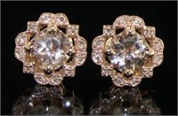 14K Rose Gold 1.55 ct Morganite & Diamond Earrings