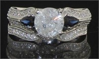 14kt Gold 2.51 ct 2 pc Diamond-Sapphire Bridal