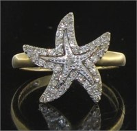 10kt Gold Diamond Starfish Ring