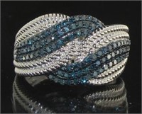 Genuine 1/2 ct Fancy Blue Diamond Wave Ring