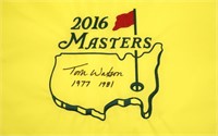 Masters Golf Flag signed by Tom Watson