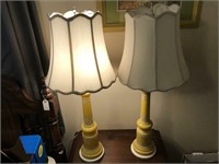 Two Matching Yellow Banquet Lamps