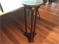 Mahogany Marble Top Round Plant Stand