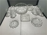 Selection of Clear Glass Serving Items & Cups