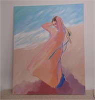 Lady on Beach Painting on Canvas 5 Ft x 4 Ft