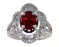 14kt Gold Oval 1.70 ct Ruby & Diamond Ring