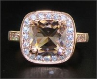 Cushion Cut 4.10 ct Morganite Designer Ring