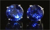 14kt Gold 3.61 ct Round Sapphire Stud Earrings