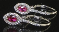 Stunning Pear Cut Ruby & White Topaz Earrings