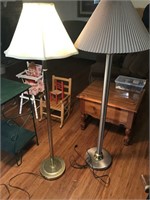 Two Floor Lamps:1 Brass & 1 Brush Aluminum