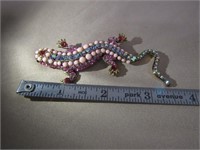 Rhinestone Salamander Pin 3 1/2"