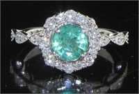 14kt Gold Natural 1.23 ct Emerald & Diamond Ring