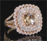 14K Rose Gold 3.48 ct Morganite & Diamond Ring