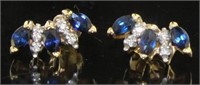 14kt Gold Natural Sapphire & Diamond Earrings