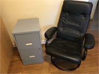 Black Office Chair & Grey 2 Drawer Filing Cabinet