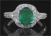 14kt Gold Oval 2.43 ct Emerald & Diamond Ring