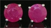 14kt White Gold 2.18 ct Ruby Studs