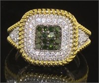 Natural Yurman Style Green Diamond Ring