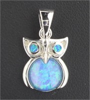 Gorgeous Blue Fire Opal Owl Pendant
