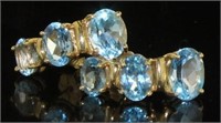 14kt Gold 6.10 ct Natural Blue Topaz Earrings