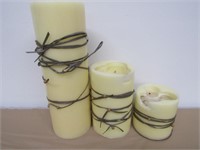 3 Deco Candles Tallest is 16" T