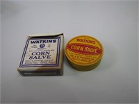 Vtg Watkins Corn Salve Tin with Box (Full) 3/8 oz