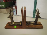 Vtg Brass Deer Bookends 7" x 6&3/4" x 3&3/4"