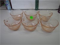 6 Vintage Pink Depression Glass Coffee Cups