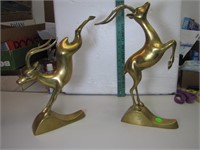 2 Large Vintage Brass Impala Figurines 13&1/2" and