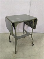 Vintage Metal Drop Leaf Rolling Desk