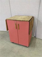 Drop Leaf 2 Door Cabinet (Metal Base w/ Wood Top)