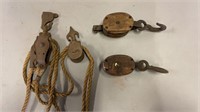Antique winch pulleys