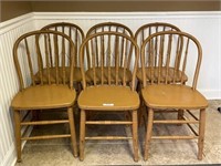 Set of 6 Salmon Colored Hoop Back Kitchen Chairs