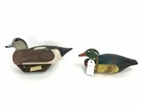 2 Duck Decoys Widgeon & Wood Duck