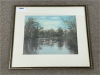 Sponson Canoe Hand Colored Framed Photograph