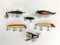 6 Vintage Wooden Fishing Lures