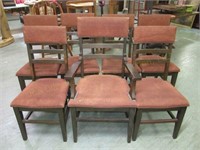 Set of 7 Oak Chairs. 38"T x 18"W, 41"T x 24 1/2"W