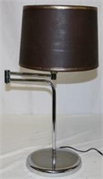 Chrome Adjustable Lamp w/ Leather Shade