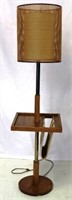 Floor lamp w/ table, magazine sling, double shade