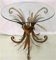 Glass top wheat sheaf vintage table