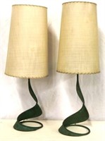 Pair metal vintage lamps with matching shades