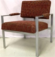 Milo Baughman chrome & fabric arm chair