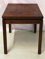 Vintage parquet top inlaid side table