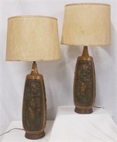 Vintage brutalist ceramic table lamps