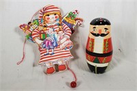 5 Pc Russian Nesting Doll, & Wooden Puppet