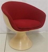 Red upholstered tulip base pod chair Jewelcor Inc