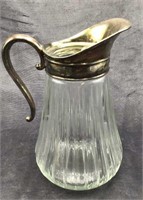 Antique Glass Pitcher with Silver Handle
